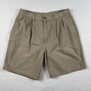 Vintage Duck Head Mens Pleated Front Chino Shorts Khaki Tan Sz 34 Outdoor Summer